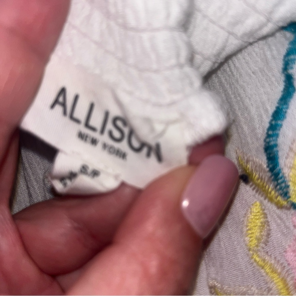 Anthropology Allison New York Embroidered White Dress with Floral Accents Small - Picture 4 of 5
